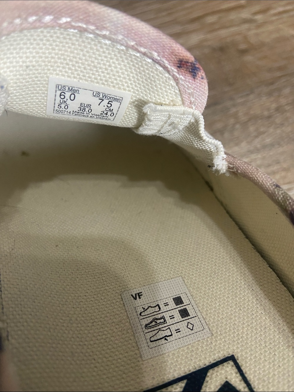 Vans Pink and Navy Tie-Dye Slip-On Sneakers - Picture 3 of 4